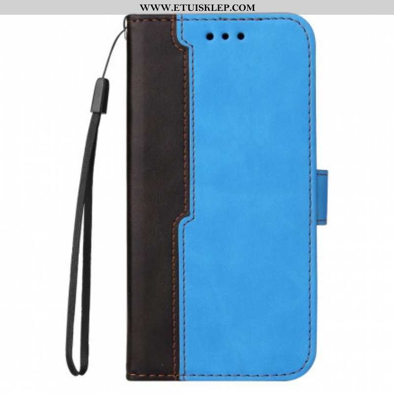 Etui Folio do Oppo A54 5G / A74 5G Kolorowa Dwukolorowa Sztuczna Skóra